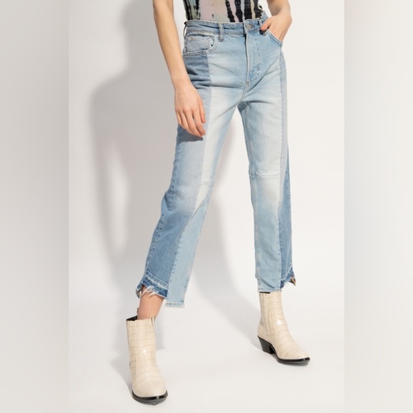 AllSaints Kim Two Toned Asymmetrical Hem Jeans sz 32 - Picture 2 of 9